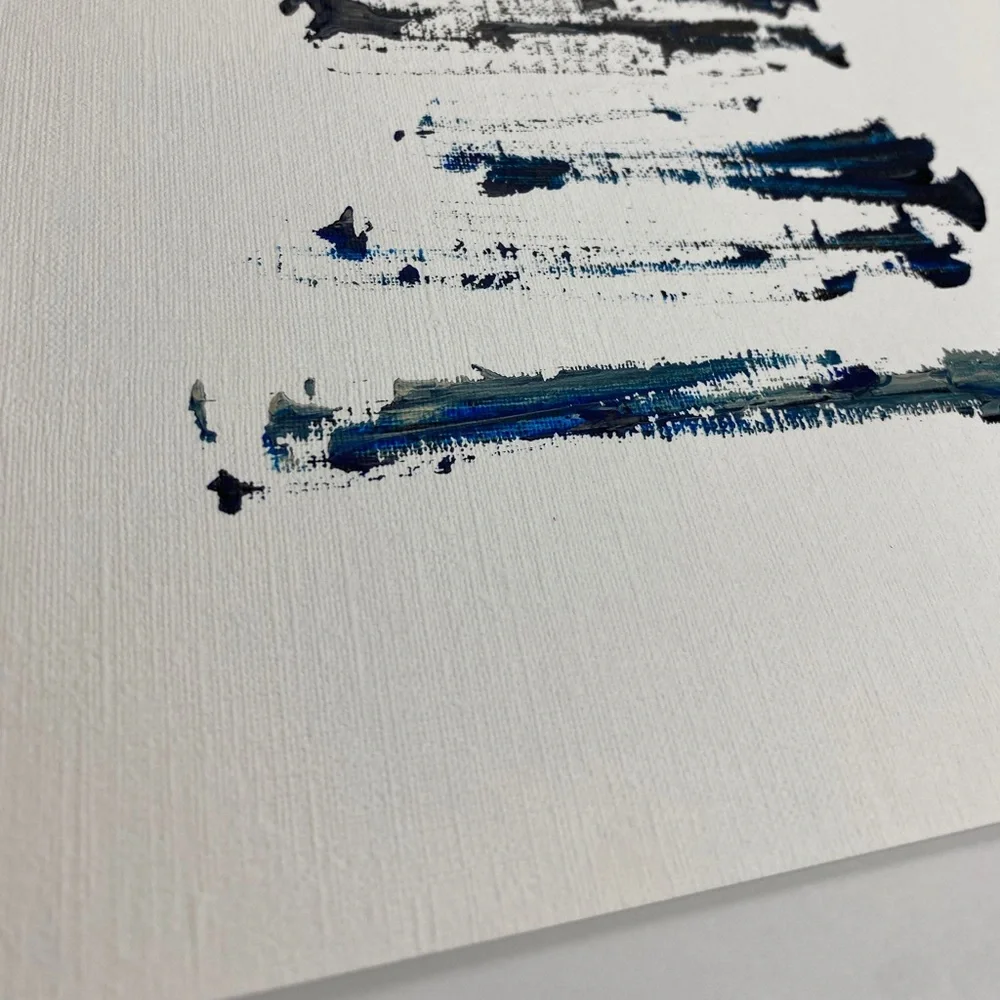 Abstract Acrylic Original Painting On Canvas Paper 9X12 Wall Art Blue Black - Picture 7 of 7